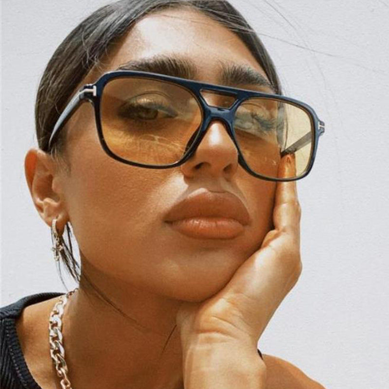 Wholesale PC Double Beam Square T Sunglasses